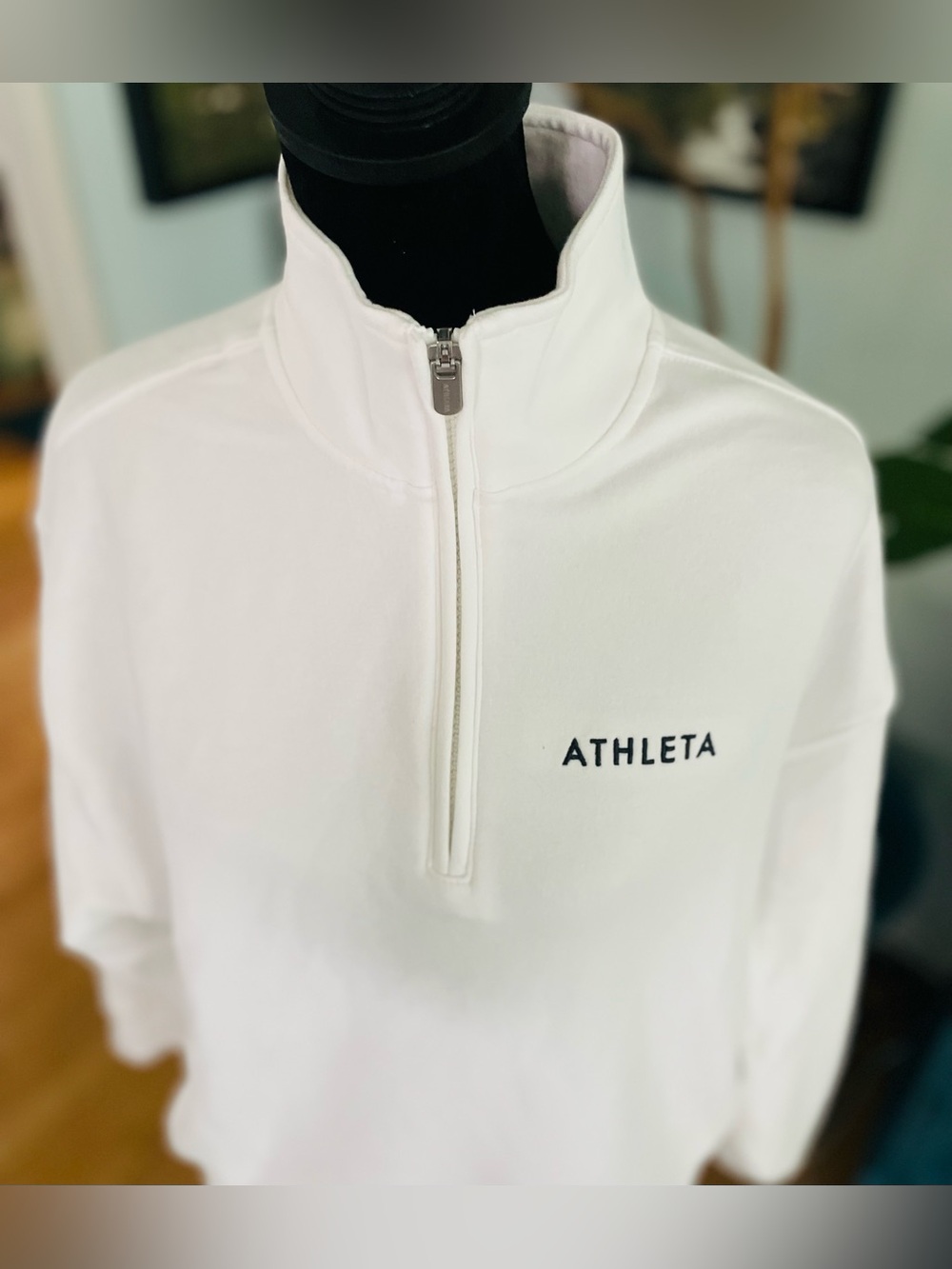Athleta White "Find Your Movement" Quarter Zip Pullover Xs (Fits Like M-L) Nwot View 5